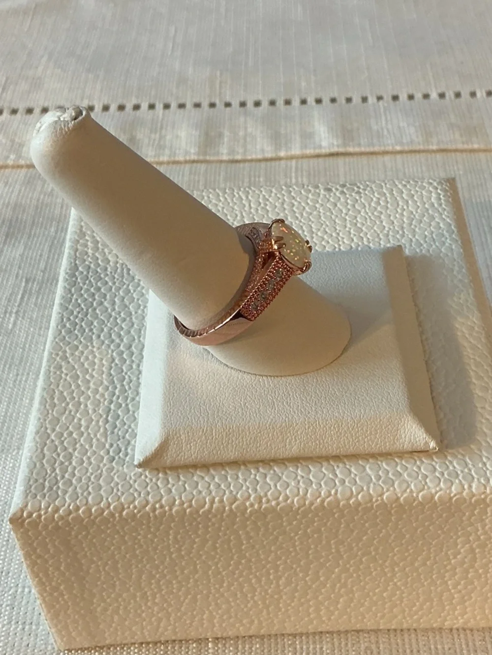 Lab Created Opal Rose Gold Tone Ring